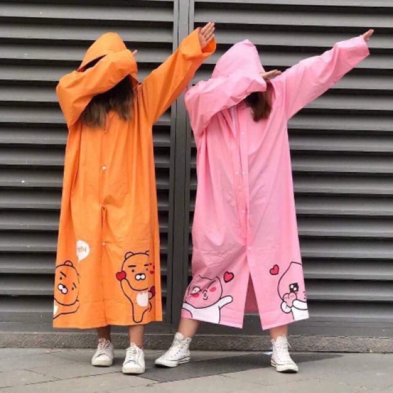 Áo mưa đơn siêu cute (hồng và cam)