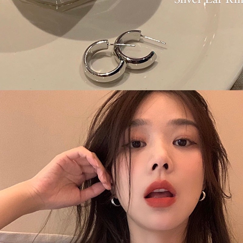 Bông Tai Bạc 925 Hình Tròn Nhỏ Đơn Giản Tinh Tế Thời Trang Mùa Thu Cho Nữ