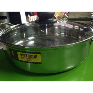 Nồi lẩu inox nắp kính Vietcook 28cm 30CM