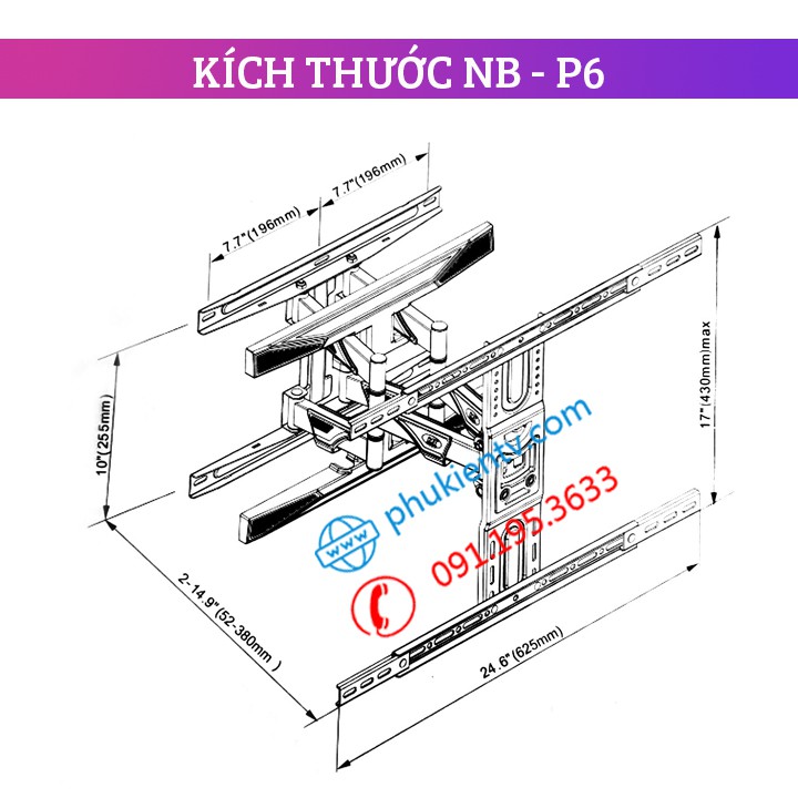 Giá treo tivi xoay đa năng NB P5 - NB P6 32 - 60 / 40 - 70 inch / 45 - 75 Inch - Khung treo tivi 6 cánh tay chịu lực