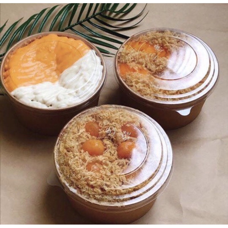 05 Bát Giấy/Hộp Giấy Kraft Tròn Có Nắp 750ml-1000ml