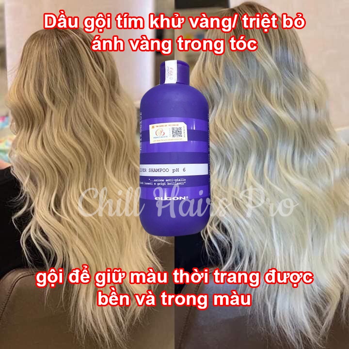 Dầu gội tím Elgon, dầu gội khử vàng chính hãng, dầu gội giữ màu dành cho tóc tẩy nhuộm màu thời trang