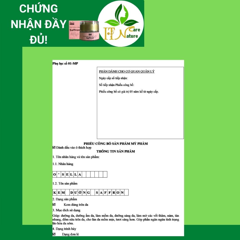 Kem dưỡng trắng da hoa đào Saffron 30g dưỡng trắng da HT Nature Care