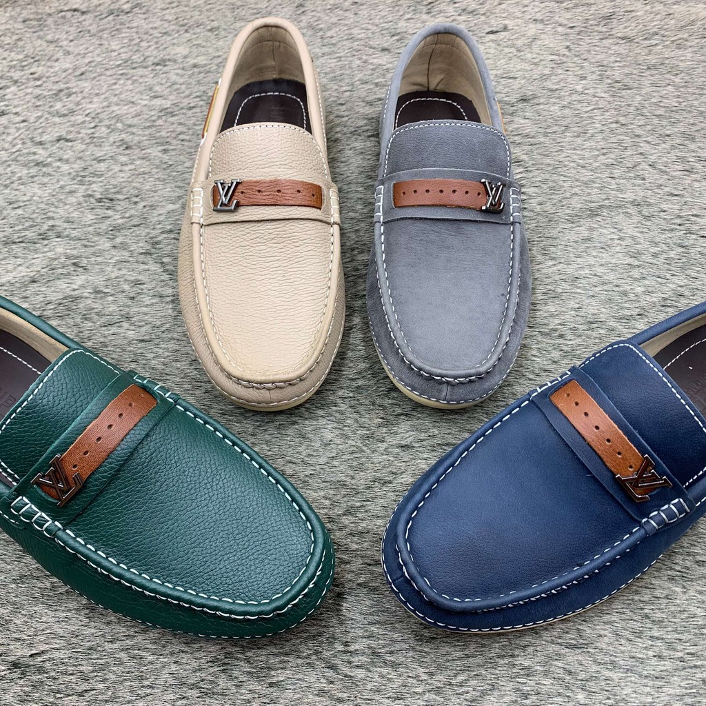 Giầy lười nam da bò LV siêu mềm êm chân phong cách trẻ