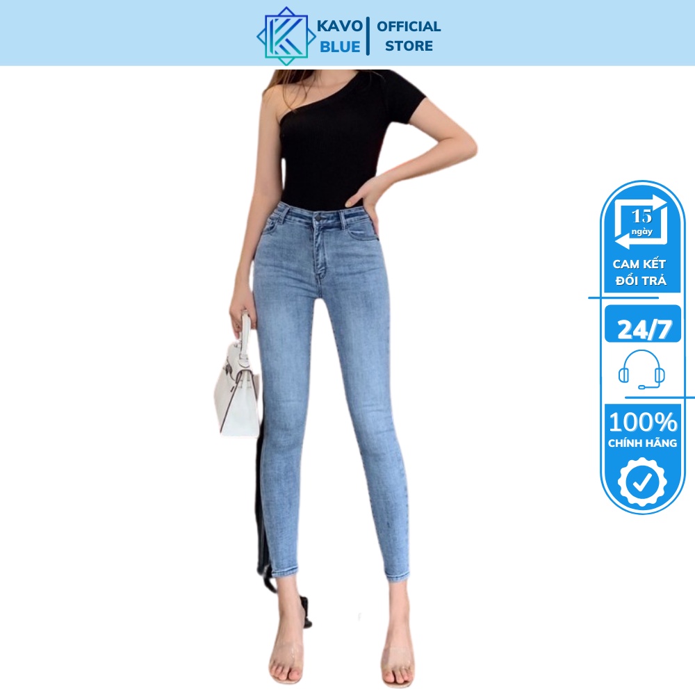 Quần Bò Nữ Skinny Dáng Ôm KAVO BLUE màu Bạc Co Giãn - M52