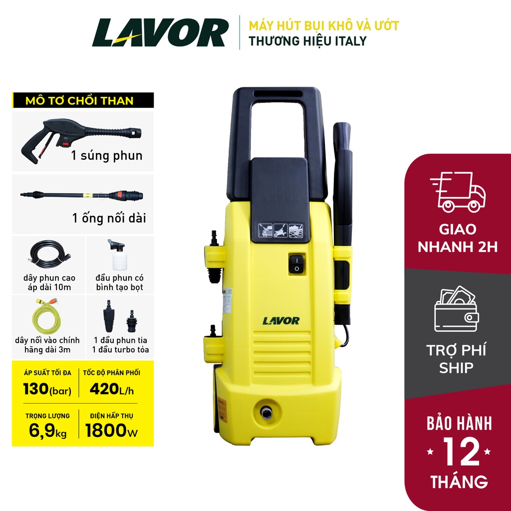 Máy phun xịt rửa xe áp lực nước 1800W Lavor NINJA PLUS 130