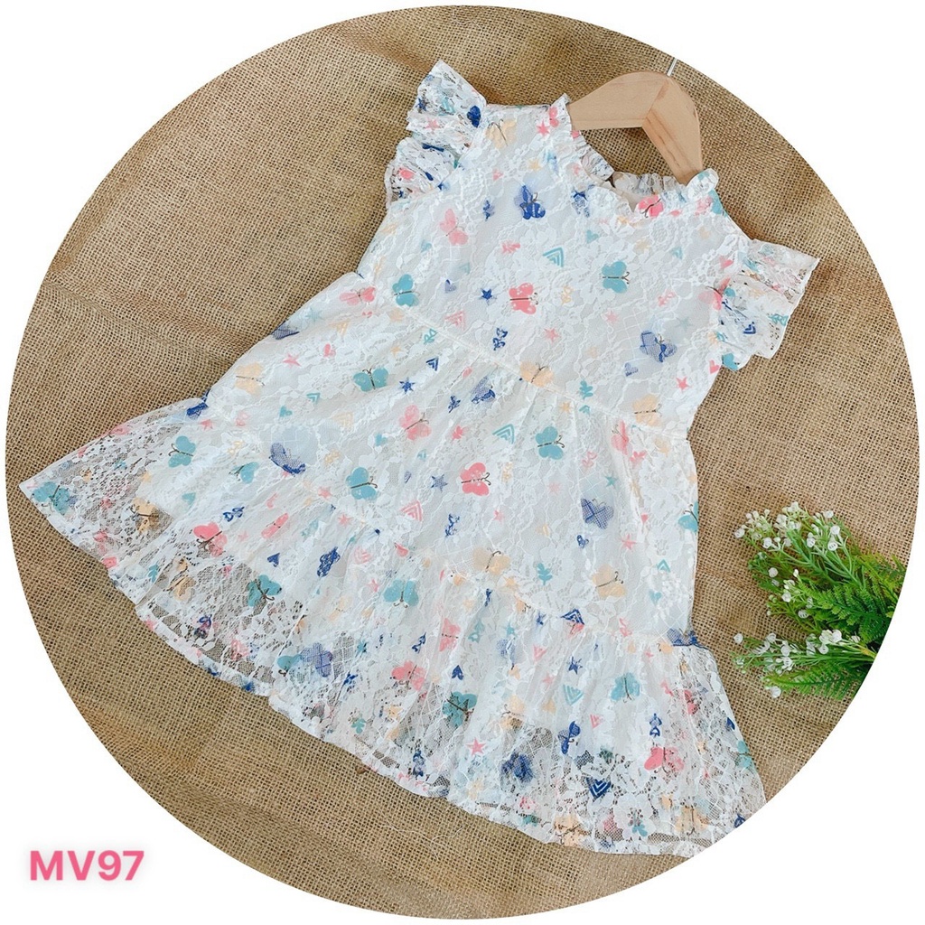 Váy Ren Cánh Tiên Cổ Bèo Họa tiết Bướm Minie Rossi 1-9 TUỔI