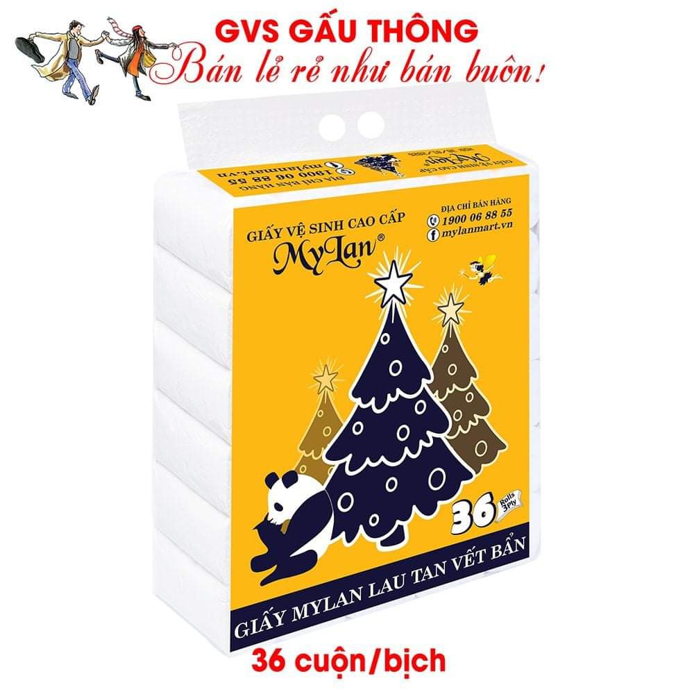 [ HÀNG LOẠI I ]TÚI 36 CUỘN GIẤY VỆ SINH GẤU THÔNG TẶNG KEM MÓC HÚT CHÂN KHÔNG