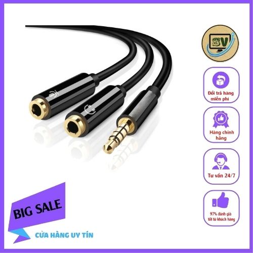 Cáp Chia Âm Thanh Chuyên Dụng Từ 1 Ra 2 Cổng Mic + Loa - Cáp Chia Audio 3.5mm Chính Hãng