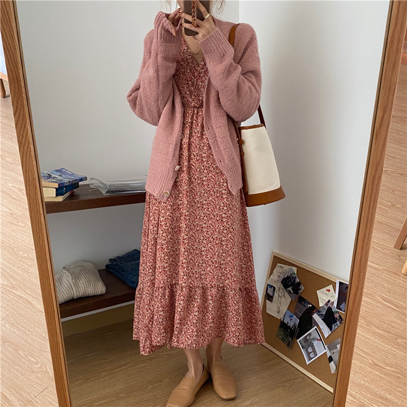 Đầm Midi Lưng Cao Cổ Chữ V In Hoa 38881