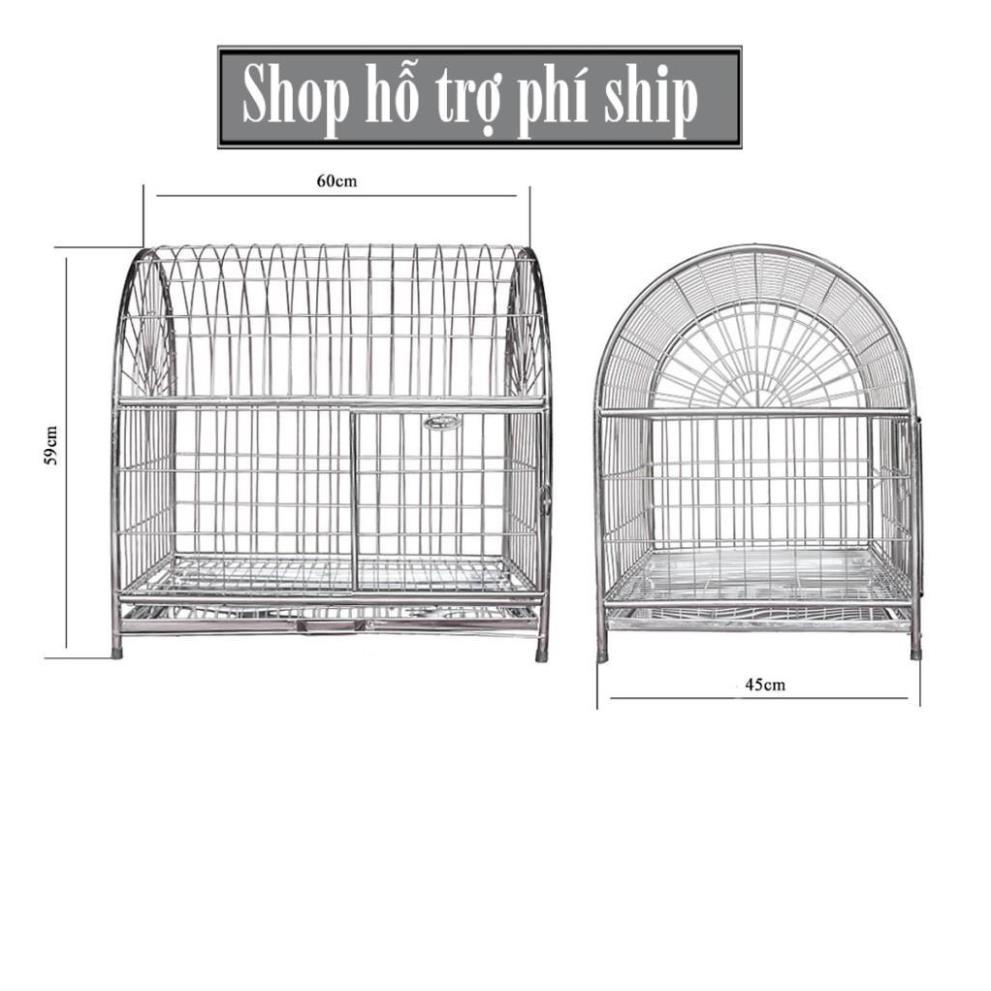 Chuồng chó mèo inox mái vòm và mái vuông Lồng inox xịn tặng kèm khay hứng inox