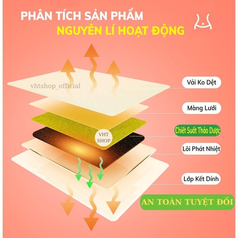 Miếng dán giữ nhiệt giữ ấm cơ thể, đau bụng kinh thảo dược thiên nhiên - VHT SHOP