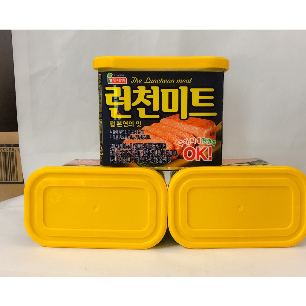 [BÁN SỈ] Thịt Hộp Lotte Hàn Quốc 340g HSD 2024 The Luncheon Meat FREE SHIP Thịt Hộp Spam Nắp Vàng