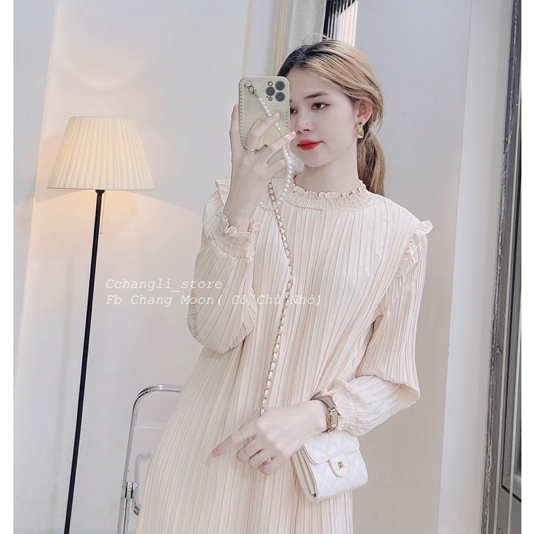 Váy  Kèm Đai Tay Bo Form Xuông Rộng-Bầu Bí Mặc Được | BigBuy360 - bigbuy360.vn