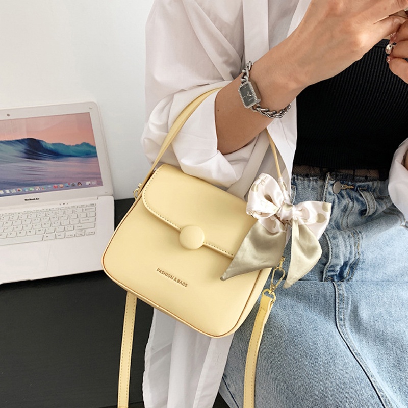 Túi IELGY đeo chéo hình vuông cỡ nhỏ có khăn lụa chất lượng cao thời trang cho nữ