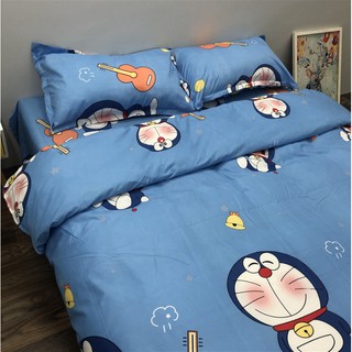 Bộ Ga Gối Cotton Poly Mẫu DOREMON ĐÁNH ĐÀN