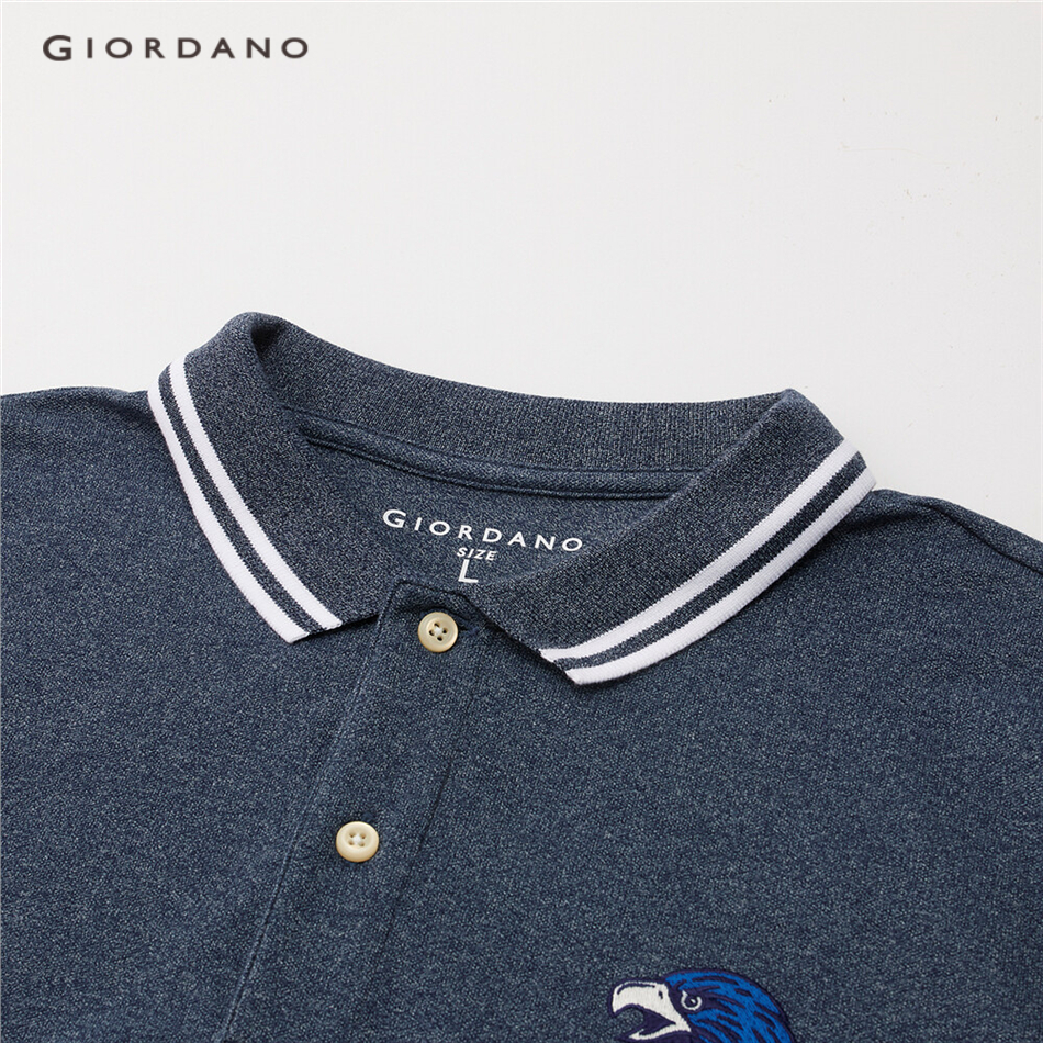 Áo thun GIORDANO cổ polo tay ngắn thêu họa tiết 13010218 | BigBuy360 - bigbuy360.vn