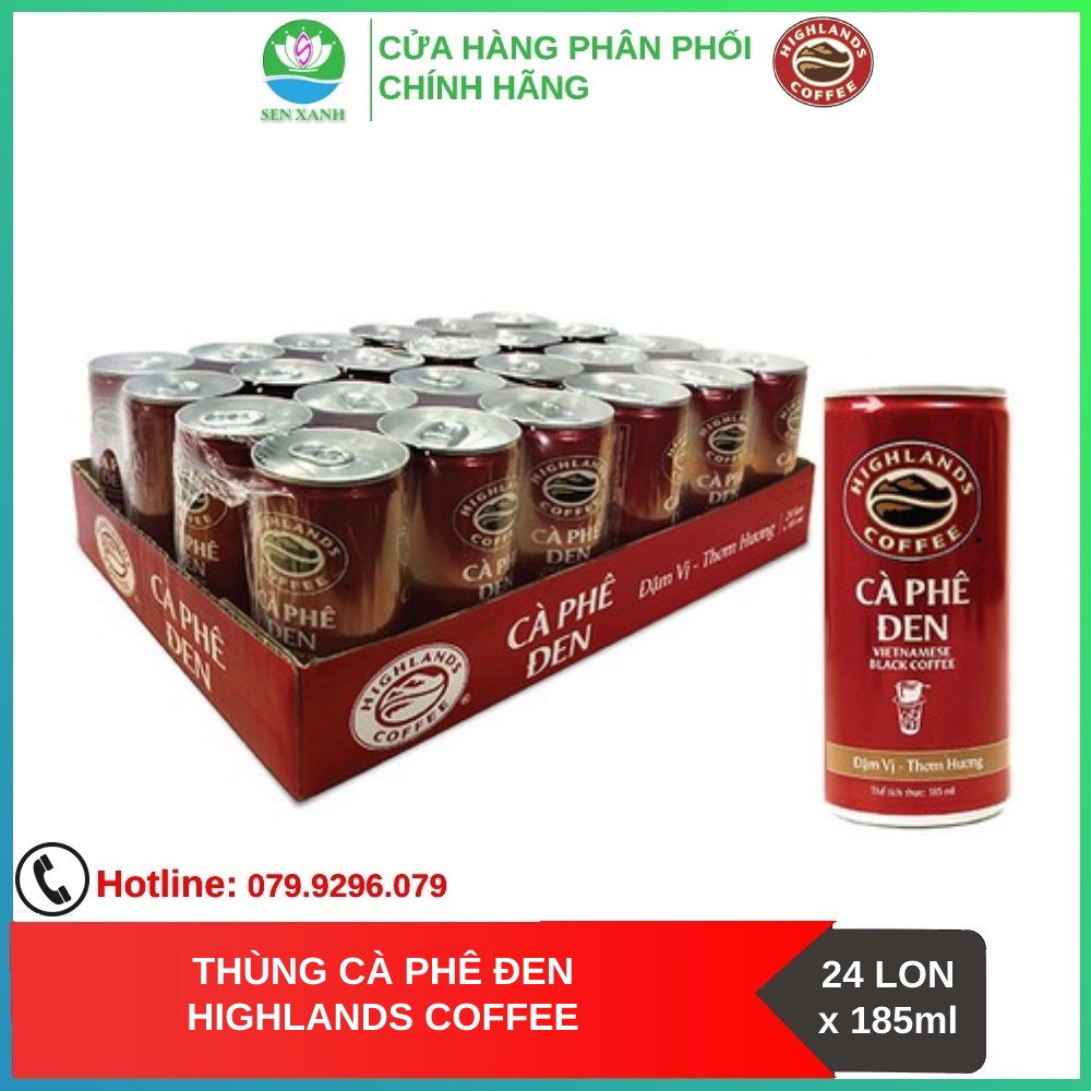 [SenXanh CAFE]  Thùng 24 Lon Cà Phê Đen Highlands Coffee 185ml