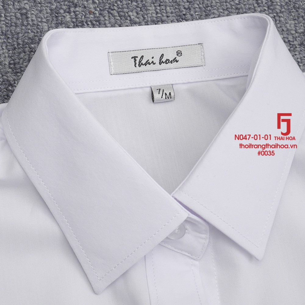 Áo sơ mi nữ tay ngắn bigsize trắng đẹp kiểu công sở cotton Thái Hoà N047-01-01 | BigBuy360 - bigbuy360.vn
