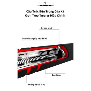 XÀ ĐƠN GẮN CỬA ĐỎ ĐEN 60-100CM