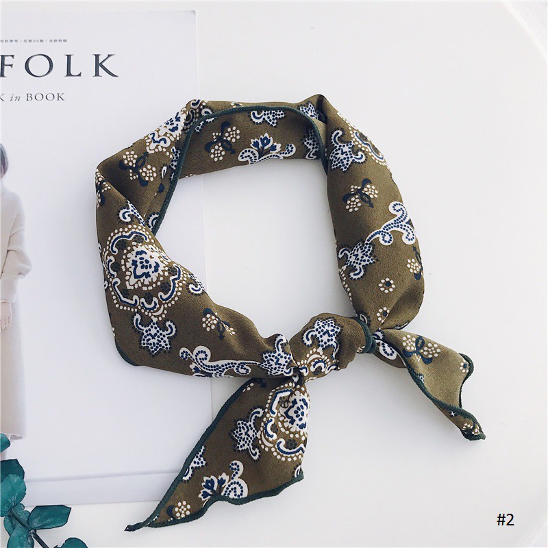 Khăn turban tam giác chiffon họa tiết hoa size 85x33cm