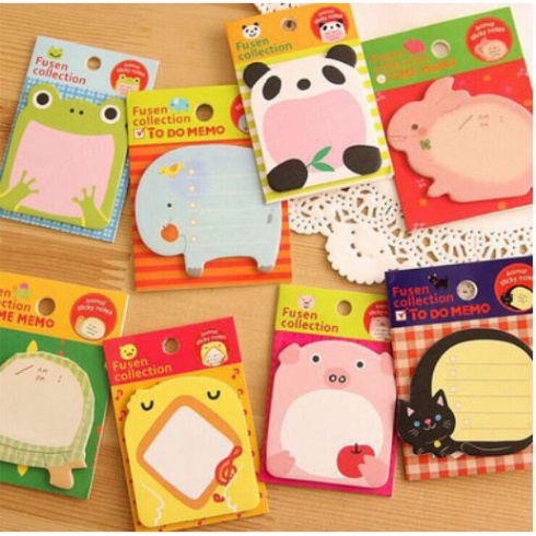 Giấy Note cute hình con vật (set 20 tờ) - Giấy Note Sticker Trang Trí Sổ/ Góc Học Tập