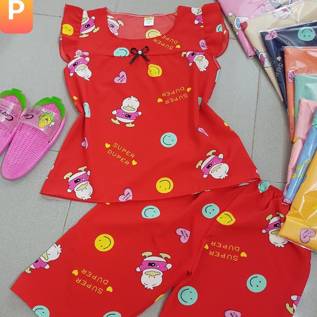 Đồ bộ nữ đồ mặc nhà 📣  FREE SHIP 📣  Đồ bộ ngủ nữ dạng lửng, chất tole mát lạnh, cổ vuông, có hoạt tiết hoạt hình | BigBuy360 - bigbuy360.vn