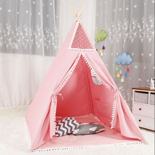 Lều vải tam giác cho bé gái, chất liệu cotton canvas chắc chắn, gấp gọn - Mã TP05