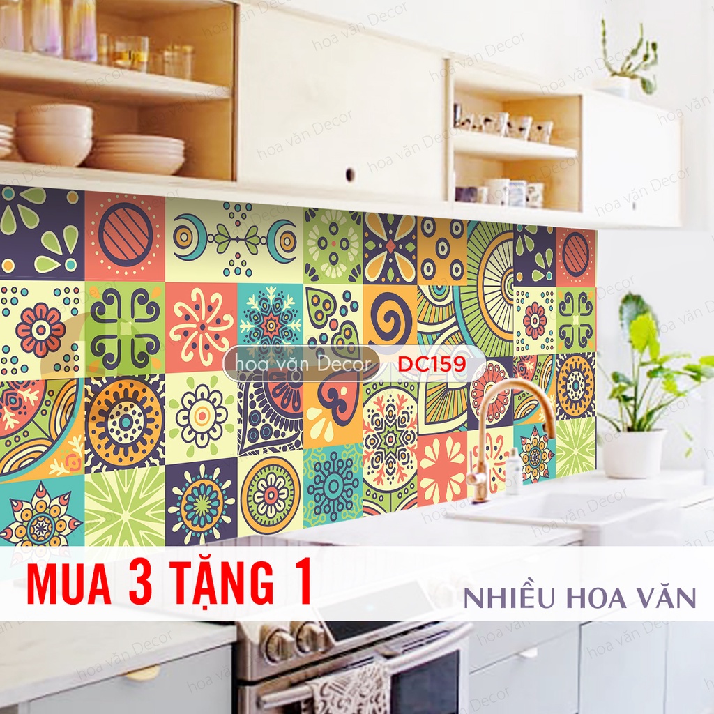 Decal gạch bông dán bếp chống dầu mỡ, không thấm nước - Green O15CM