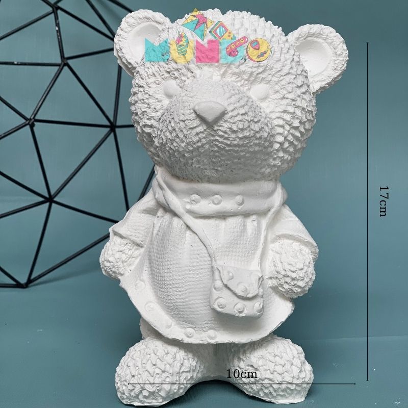 Tượng tô màu (có màu cọ) cao cấp hình GẤU, tượng thạch cao MUNDO