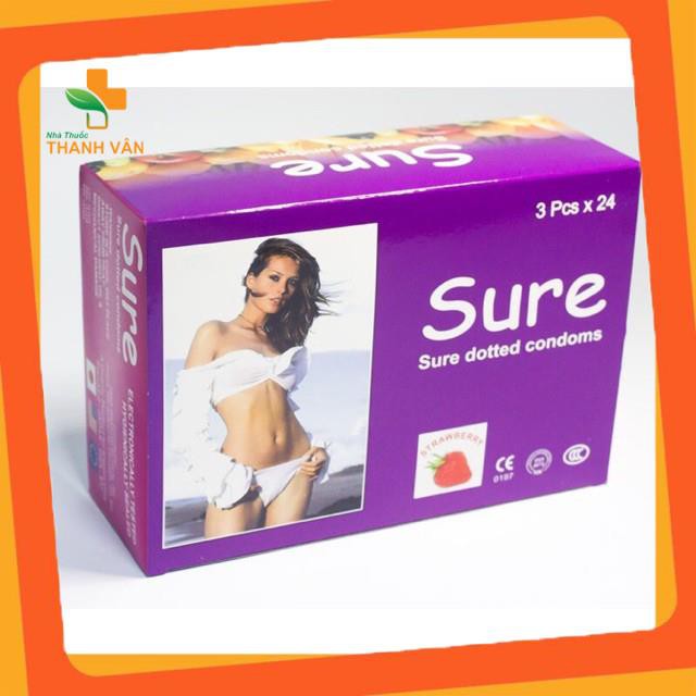 Combo 5 hộp bao cao su Sure vị dâu  Cao cấp