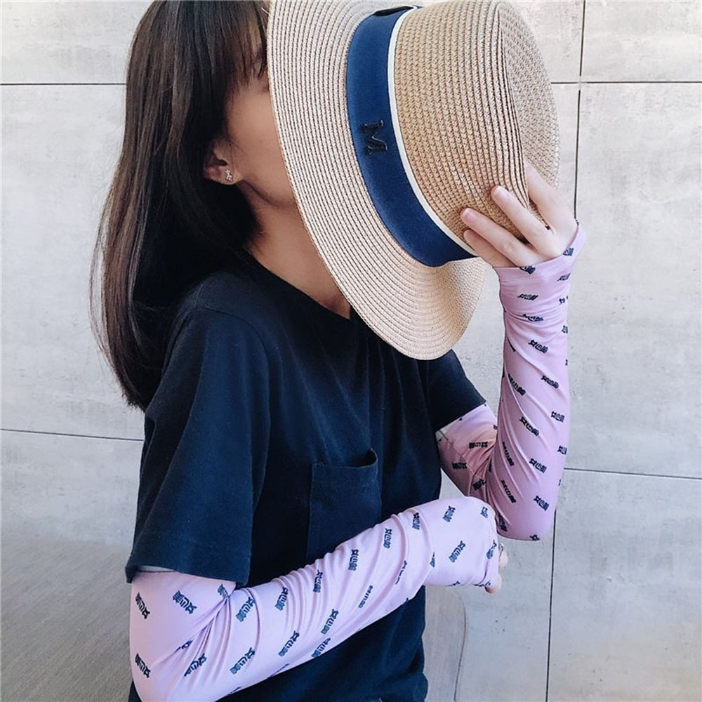 Găng Tay Chống Nắng Hở Ngón In Hình Dễ Thương Cho Nữ