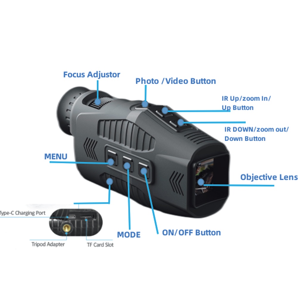 Ống Nhòm Hồng Ngoại R11 1080P Tầm Nhìn Ban Đêm 5X Zoom 300M