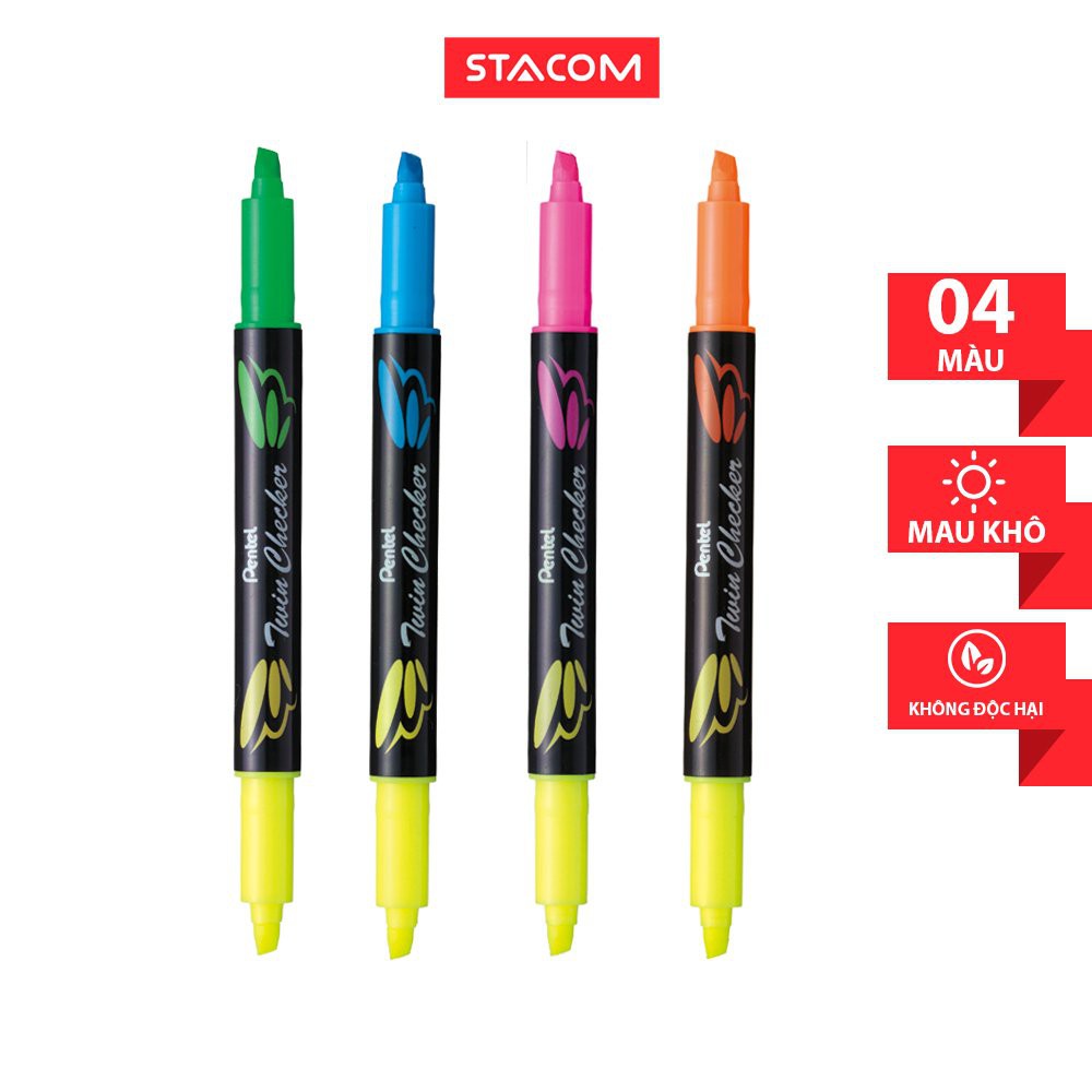 Viết Dạ Quang 2 Đầu Pentel - SLW8