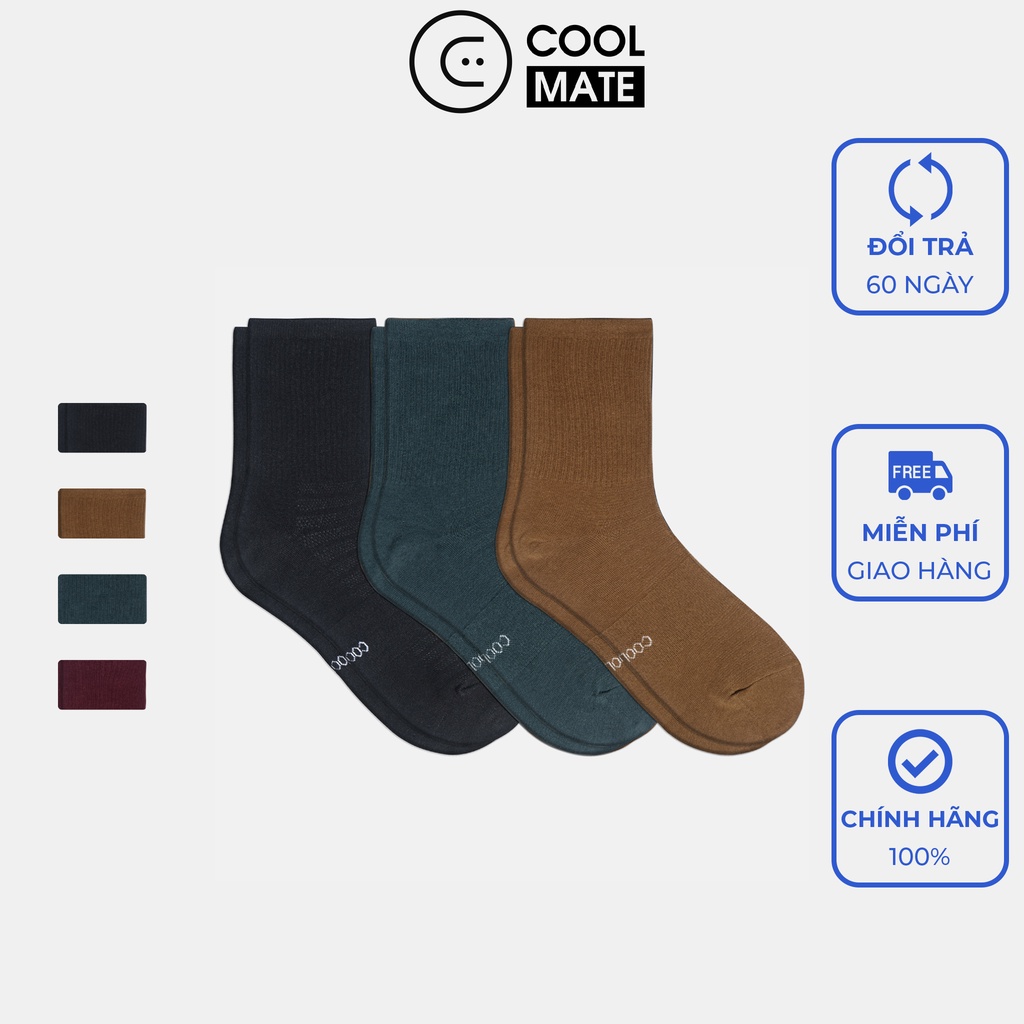 Combo 3 đôi tất cổ dài Cotton Solid Casual mềm mại thoáng khí - thương hiệu Coolmate