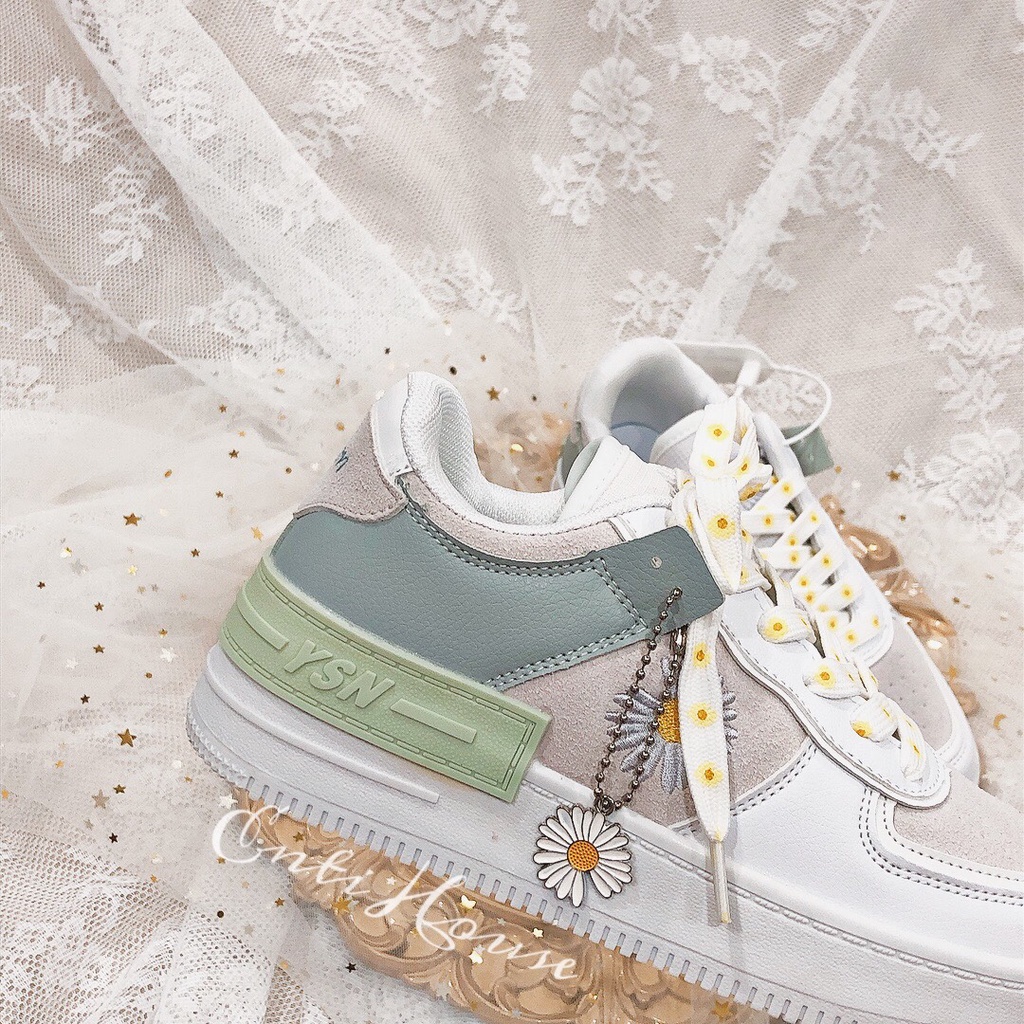 {HCM / CÓ SẴN / ẢNH THẬT} GIAYF THỂ THAO SNEAKER CỔ THẤP XANH HOA CÚC PHONG CÁCH HÀN QUỐC SIZE 36 G4-36245