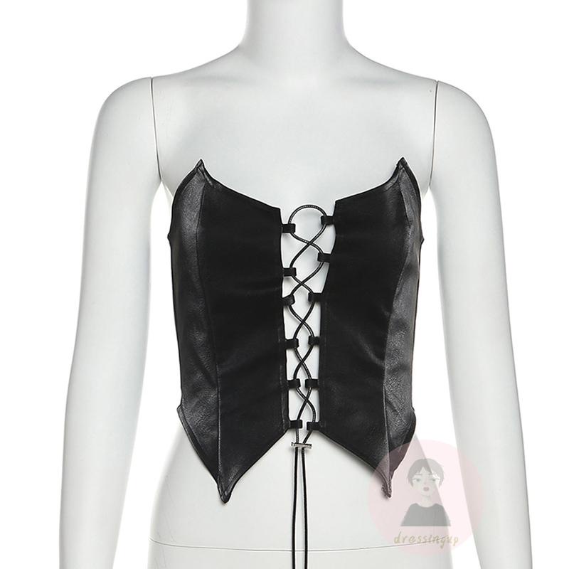 Áo Ống Có Dây Chéo Màu Sắc Trơn Thời Trang Mùa Hè Dành Cho Nữ