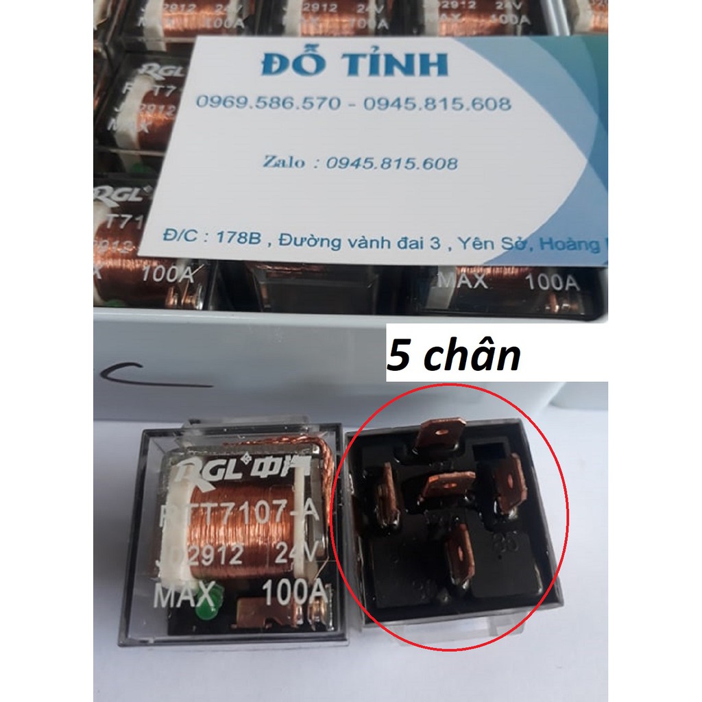 hộp 10 rơle, rolay 12v-24v loại 4, 5 chân 2 tiếp điểm 90-100A.