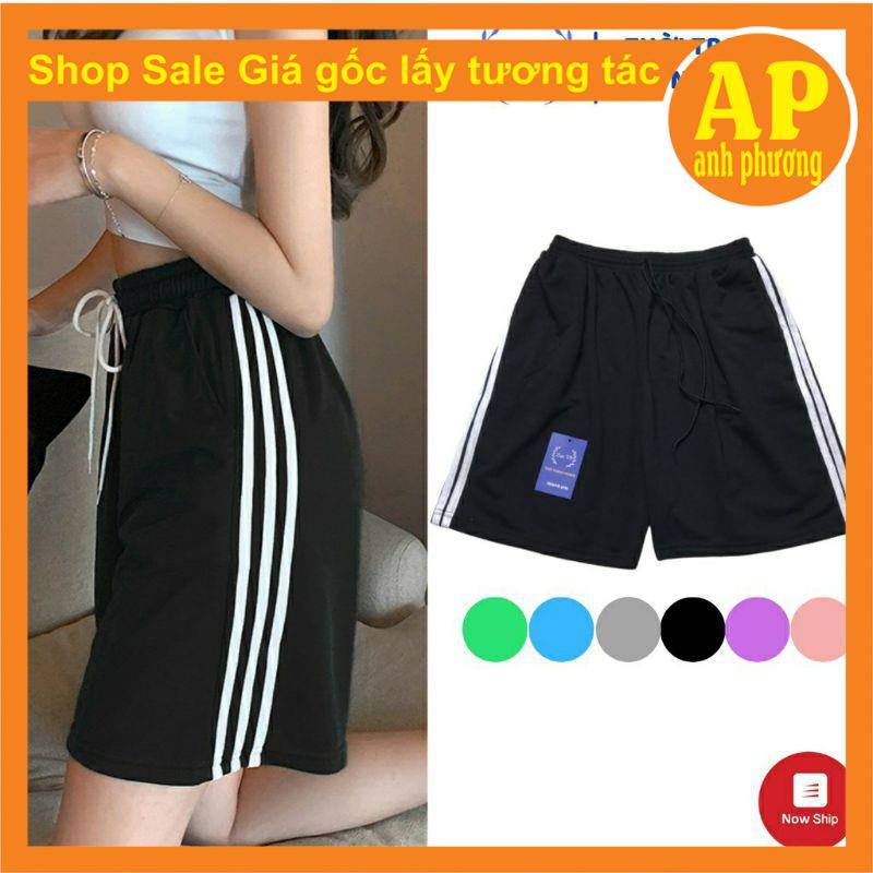 Quần Short Lửng 3 Sọc Unisex Nam Nữ, Chất Thun Mát phong cách Thể thao RAINBOW Ullzang | BigBuy360 - bigbuy360.vn