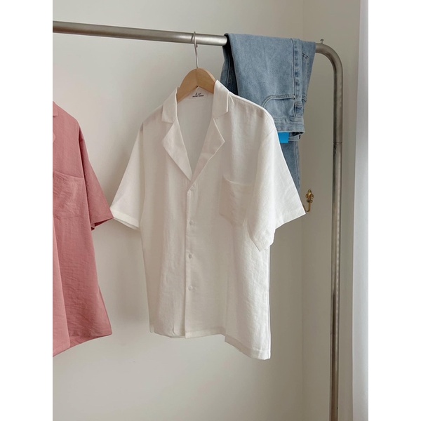 [Ảnh thật/Video] Áo sơ mi đũi lạnh Salim thiết kế Cổ V Áo sơ mi basic Hàn Quốc