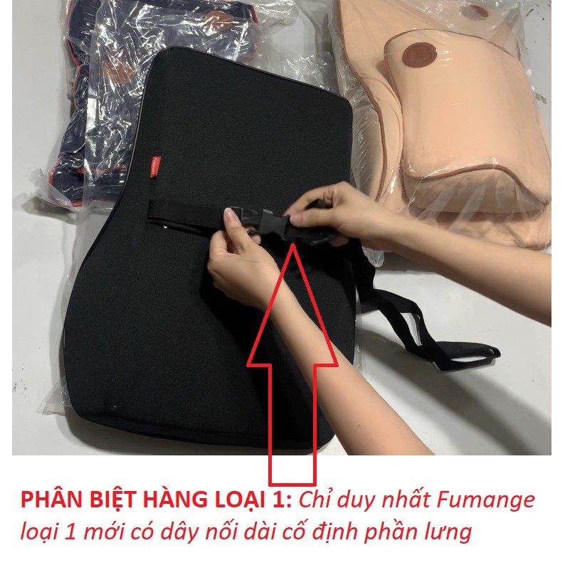 Bộ dựa lưng cao su non CÓ DÂY NỐI dài cố định phần lưng LOẠI 1 Fumange tem nâu hàng chuẩn