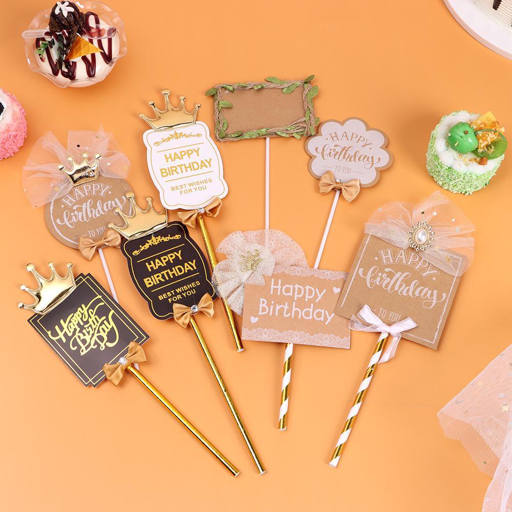 PINEVN Que Cắm Trang Trí Bánh Kem Hình Vương Miện Sang Trọng Lãng Mạn