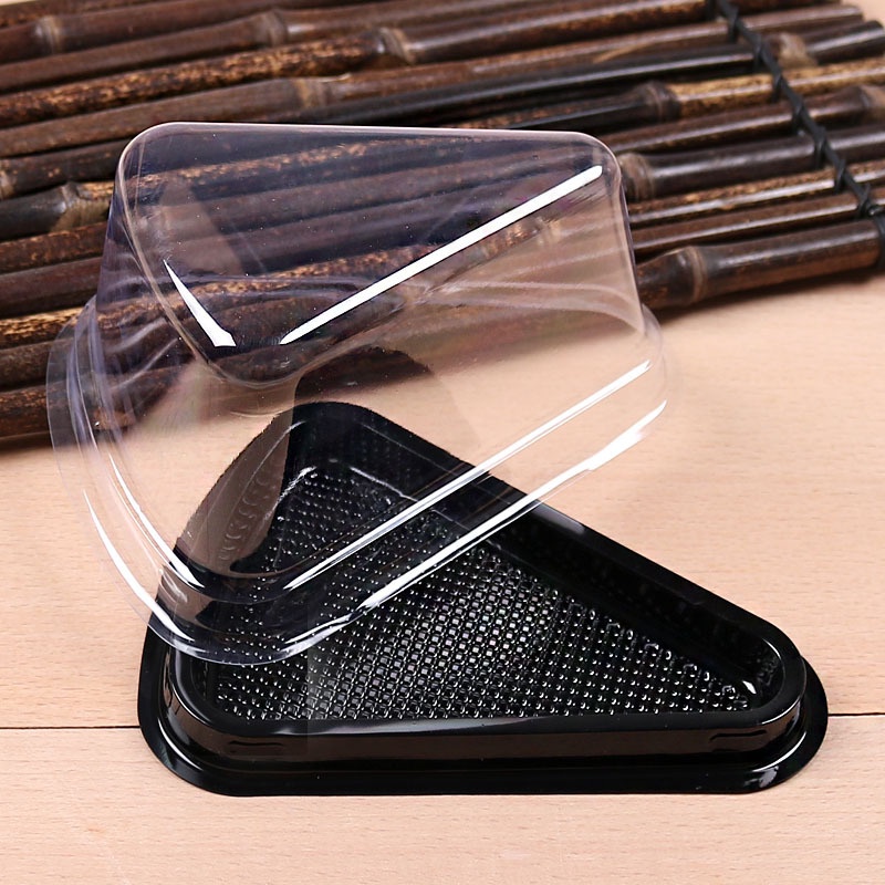 Hộp đựng bánh  combo 100 hộp tam giác nhựa pet đế đen