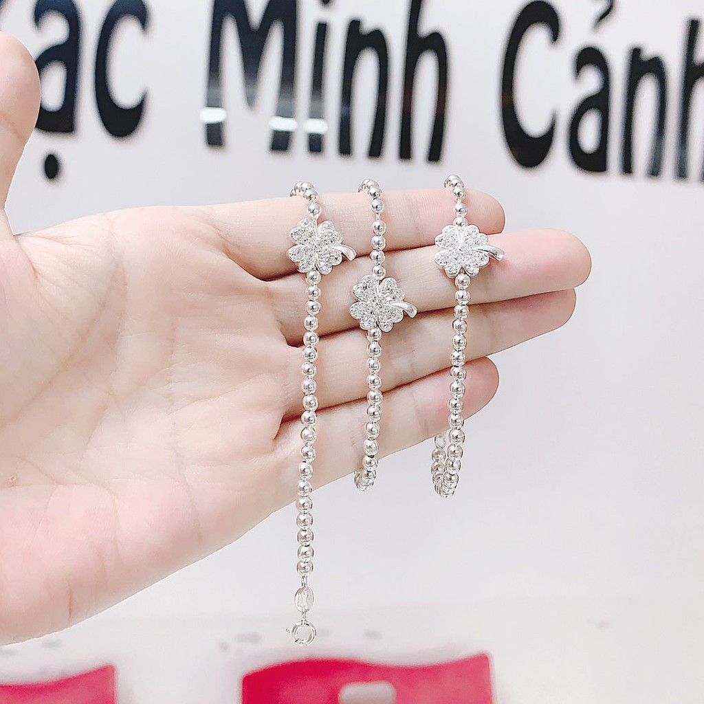 Lắc Tay Bi Bạc Mix Cỏ 4 Lá May Mắn - Minh Canh Jewelry