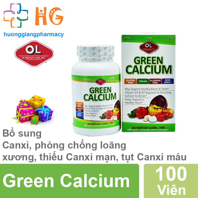 Green Calcium - Đảm bảo sự phát triển tốt của mẹ và thai nhi, giảm tỉ lệ nguy cơ tiền sản giật và sinh non (Lọ 100 Viên)