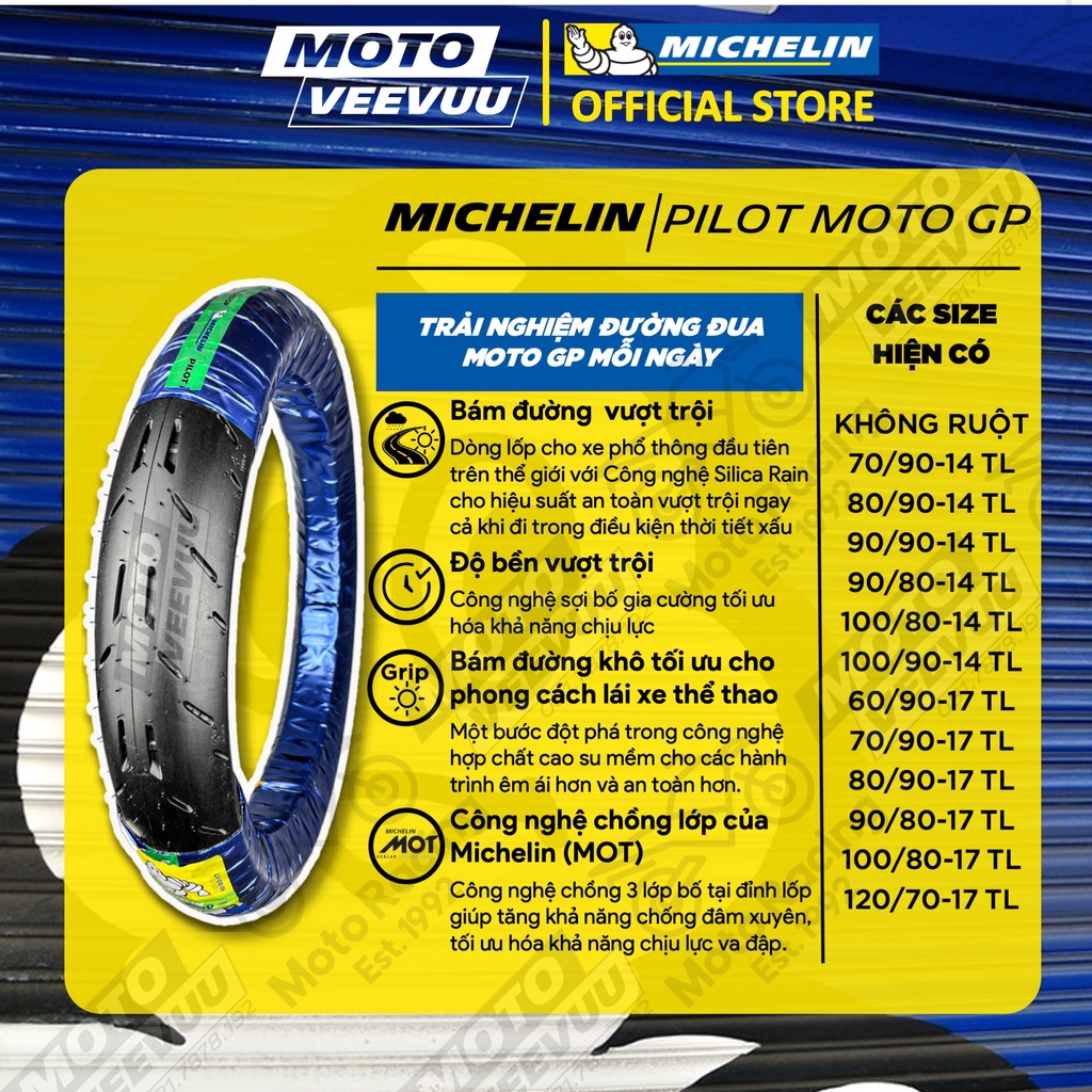 Lốp MICHELIN 90/80-14 TL Moto GP (Lốp không ruột)