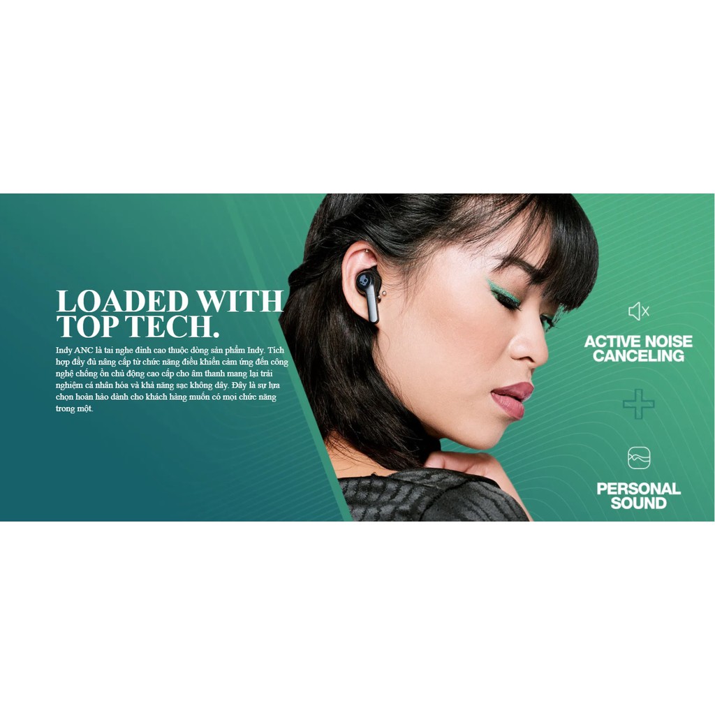Tai nghe Skullcandy INDY ANC bluetooth không dây chính hãng Noise Canceling True Wireless