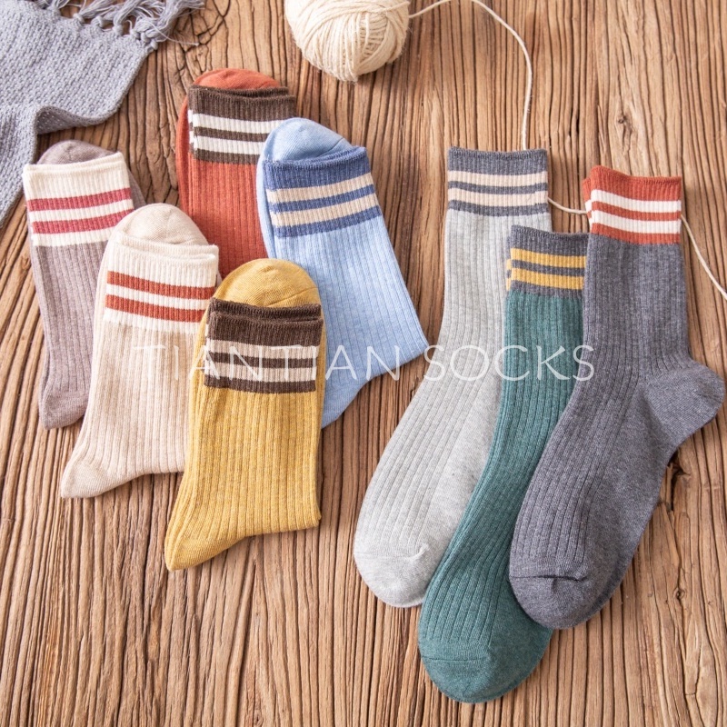 TIAN TIAN T091 Sản phẩm cao cấp Tất ống cao vừa màu trơn phong cách Hàn Quốc mùa thu đông cho nữ sinh