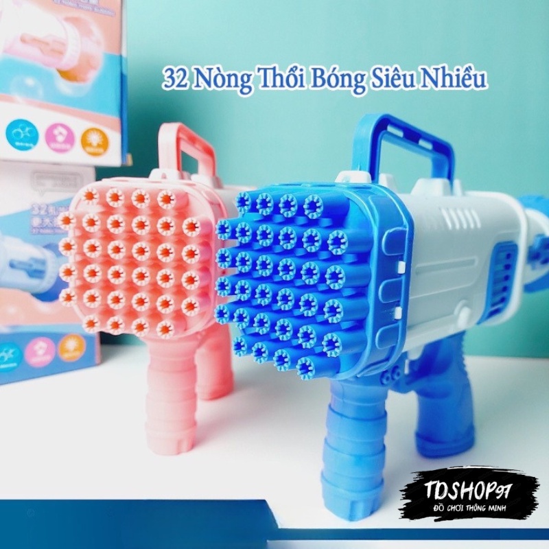 Súng Bắn Bong Bóng Xà Phòng 32 Nòng Cho Trẻ Em Cao Cấp, Máy Phun Bong Bóng 32 Nòng To, tdshop97