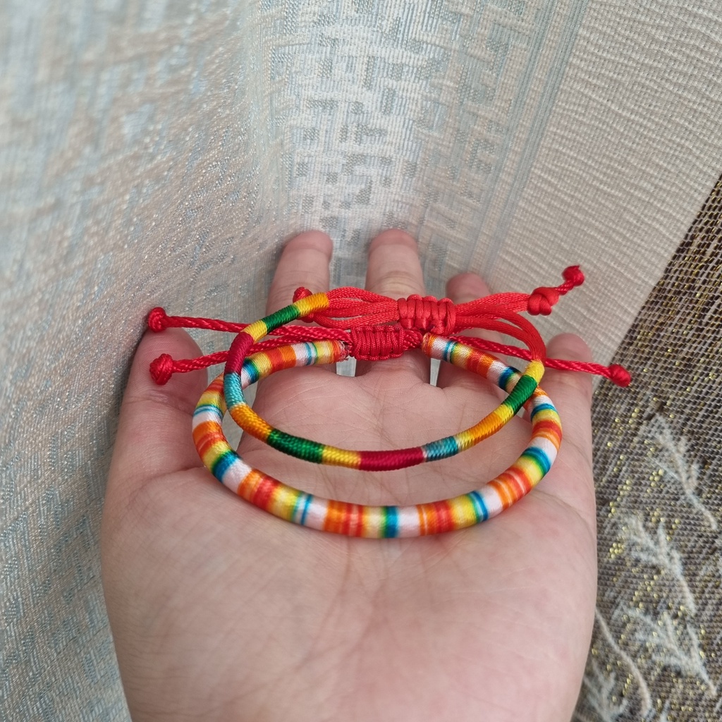 Vòng Tay EBI Chỉ Màu Ngũ Sắc Tây Tạng Bình An Dây rút Tùy chỉnh độ rộng